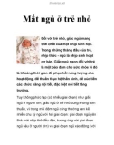 Mất ngủ ở trẻ nhỏ