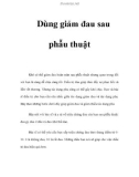 Dùng giảm đau sau phẫu thuật