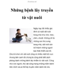 Những bệnh lây truyền từ vật nuôi