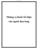 Những vị thuốc bổ thận cho người đau lưng