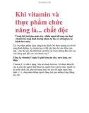 Khi vitamin và thực phẩm chức năng là... chất độc