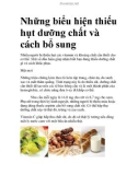 Những biểu hiện thiếu hụt dưỡng chất và cách bổ sung