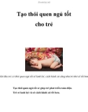 Tạo thói quen ngủ tốt cho trẻ