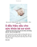 5 dấu hiệu xấu cho sức khỏe bé sơ sinh