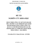 Đề tài nghiên cứu khoa học: Hoàn thiện công tác kế toán doanh thu, chi phí và xác định kết quả kinh doanh nhằm tăng cường công tác quản lý chi phí kinh doanh tại chi nhánh công ty TNHH MTV dược phẩm trung ương 2 – Hải Phòng