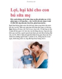 Lợi, hại khi cho con bú sữa mẹ