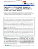 báo cáo khoa học: Validation of the World Health Organization Disability Assessment Schedule, WHODAS-2 in patients with chronic diseases