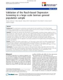 báo cáo khoa học: Validation of the Rasch-based Depression Screening in a large scale German general population sample