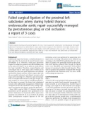 Báo cáo y học: Failed surgical ligation of the proximal left subclavian artery during hybrid thoracic endovascular aortic repair successfully managed by percutaneous plug or coil occlusion: a report of 3 cases