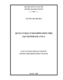 Luận văn Thạc sĩ Quản lý kinh tế: Quản lý đại lý bảo hiểm nhân thọ tại Công ty TNHH Bảo hiểm Nhân thọ Vietinbank Aviva