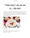 'Thần dược' yến sào chỉ là… đồn thổi