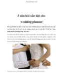 5 câu hỏi cần đặt cho wedding planner