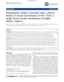 Báo cáo y học: Phylogenetic analysis consistent with a clinical history of sexual transmission of HIV-1 from a single donor reveals transmission of highly distinct variants