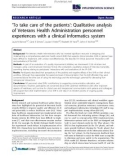 báo cáo khoa học: 'To take care of the patients': Qualitative analysis of Veterans Health Administration personnel experiences with a clinical informatics system