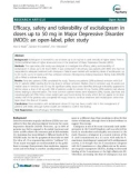 Báo cáo y học: Efficacy, safety and tolerability of escitalopram in doses up to 50 mg in Major Depressive Disorder (MDD): an open-label, pilot study