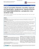 Báo cáo y học: Lack of association between stavudine exposure and lipoatrophy, dysglycaemia, hyperlactataemia and hypertriglyceridaemia: a prospective cross sectional study