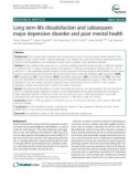 Báo cáo y học: Long term life dissatisfaction and subsequent major depressive disorder and poor mental health