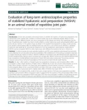 Báo cáo y học: Evaluation of long-term antinociceptive properties of stabilized hyaluronic acid preparation (NASHA) in an animal model of repetitive joint pain