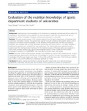 Báo cáo y học: Evaluation of the nutrition knowledge of sports department students of universities