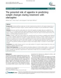 Báo cáo y học: The potential role of appetite in predicting weight changes during treatment with olanzapine