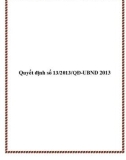 Quyết định số 13/2013/QĐ-UBND 2013