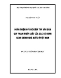 Luận án Tiến sĩ Luật học: Hoàn thiện cơ chế kiểm tra văn bản quy phạm pháp luật của các cơ quan hành chính nhà nước ở Việt Nam