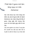 Phát hiện 5 gene mới làm tăng nguy cơ mắc Alzheimer