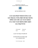 Luận văn Thạc sĩ Kinh tế: Các giải pháp nhằm nâng cao giá trị gia tăng một số mặt hàng nông sản chủ lực xuất khẩu của Việt Nam trong điều kiện gia nhập WTO