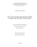 Luận văn Thạc sĩ Khoa học: Bài toán ổn định hệ phương trình vi phân phi tuyến và ứng dụng