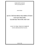 Luận văn Thạc sĩ Quản lý kinh tế: Quản lý rủi ro trong hoạt động sử dụng ngân quỹ nhà nước tại Kho bạc Nhà nước Việt Nam