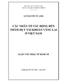 Luận văn Thạc sĩ Kinh tế: Vác nhân tố tác động đến thâm hụt tài khoản vãng lai ở Việt Nam