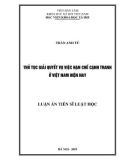 Luận án Tiến sĩ Luật học: Thủ tục giải quyết vụ việc hạn chế cạnh tranh ở Việt Nam hiện nay