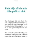 Phát hiện tế bào não điều phối trí nhớ