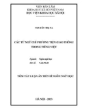 Tóm tắt Luận án Tiến sĩ Ngôn ngữ học: Các từ ngữ chỉ phương tiện giao thông trong tiếng Việt