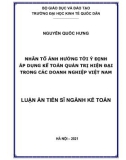 Luận án Tiến sĩ ngành Kế toán: Nhân tố ảnh hưởng tới ý định áp dụng kế toán quản trị hiện đại trong các doanh nghiệp Việt Nam