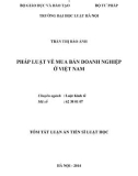 Tóm tắt Luận án Tiến sĩ Luật học: Pháp luật về mua bán doanh nghiệp ở Việt Nam