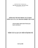 Tóm tắt luận án Tiến sĩ Kinh tế: Kiểm soát rủi ro trong xuất khẩu nông sản của các doanh nghiệp Việt Nam