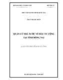 Luận văn thạc sĩ Quản lý công: Quản lý nhà nước về đầu tư công tại tỉnh Đồng Nai