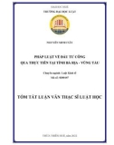 Tóm tắt Luận văn Thạc sĩ Luật học: Pháp luật về đầu tư công qua thực tiễn tại tỉnh Bà Rịa Vũng Tàu