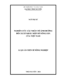 Luận án Tiến sĩ Nông nghiệp: Nghiên cứu các nhân tố ảnh hưởng xuất khẩu một số nông sản của Việt Nam