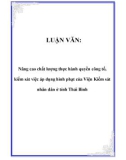 LUẬN VĂN: Nâng cao chất lượng thực hành quyền công tố, kiểm sát việc áp dụng hình phạt của Viện Kiểm sát nhân dân ở tỉnh Thái Bình