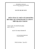 Luận văn Thạc sĩ Kinh tế: Phân tích các nhân tố ảnh hưởng đến hiệu quả kinh doanh của doanh nghiệp nhỏ và vừa trên địa bàn thành phố Hồ Chí Minh