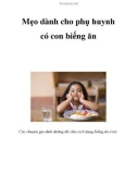 Mẹo dành cho phụ huynh có con biếng ăn