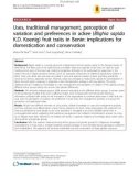 Báo cáo y học: Uses, traditional management, perception of variation and preferences in ackee (Blighia sapida K.D. Koenig) fruit traits in Benin: implications for domestication and conservatio