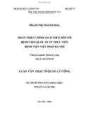 Tóm tắt Luận văn thạc sĩ Quản lý công: Hoàn thiện chính sách thuế đối với bệnh viện quốc tế từ thực tiễn Bệnh viện Việt Pháp Hà Nội