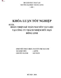 Khóa luận tốt nghiệp: Hoàn thiện kế toán nguyên vật liệu tại công ty Trách nhiệm hữu hạn Đông Linh