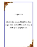 Luận văn hay: Các tội xâm phạm chế độ hôn nhân và gia đình - một số khía cạnh pháp lý hình sự và tội phạm học