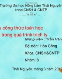 Tiểu luận: Tìm hiểu công thức toán học sử dụng trong quá trình trích ly