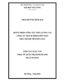 Tóm tắt Luận văn Thạc sĩ Quản trị kinh doanh: Hoàn thiện công tác tiền lương tại Công Ty TNHH MTV Hữu Hay