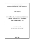 Luận văn Thạc sĩ Tôn giáo học: Ảnh hưởng của Công giáo đến đời sống văn hóa tinh thần của người dân tỉnh Ninh Bình hiện nay